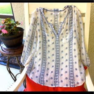 Aeropostale Sheer Gauze 3/4 Sleeve Top